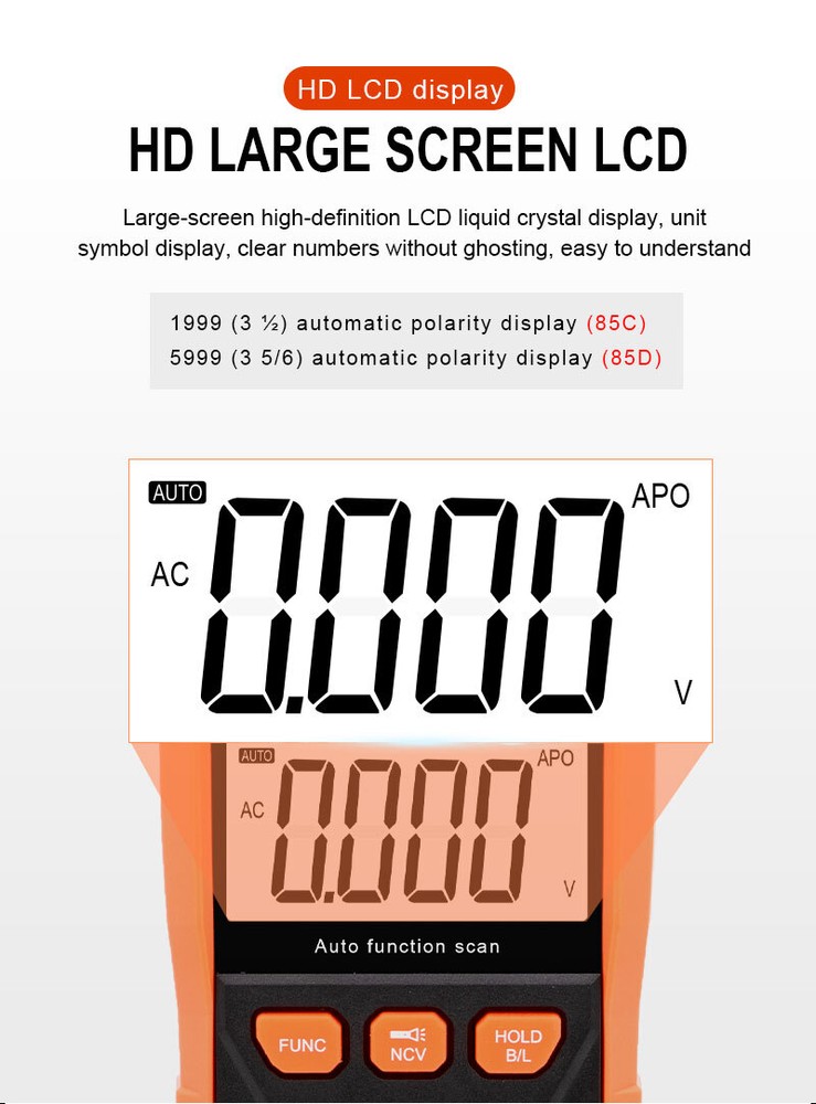 Digital Multimeter Voltmeter Ammeter Ohmmeter Volt AC DC Tester Leads Meter