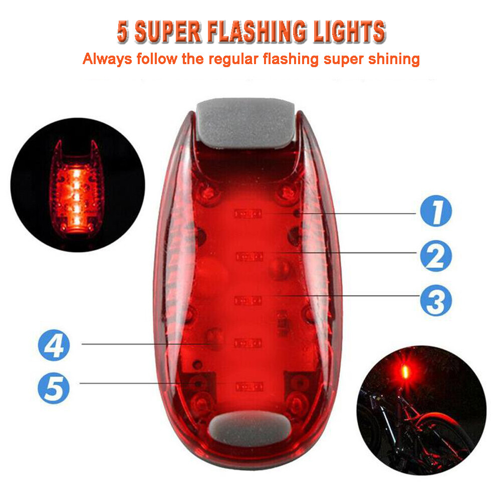 Night Safety Light 5 LEDs Strobe Waterproof Running Jogging Cycling Warning Lamp
