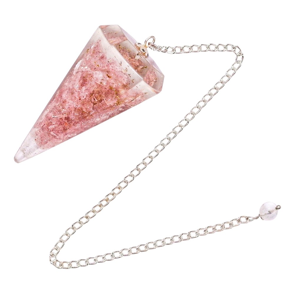 Strawberry Quartz Orgone Crystal Pendulums