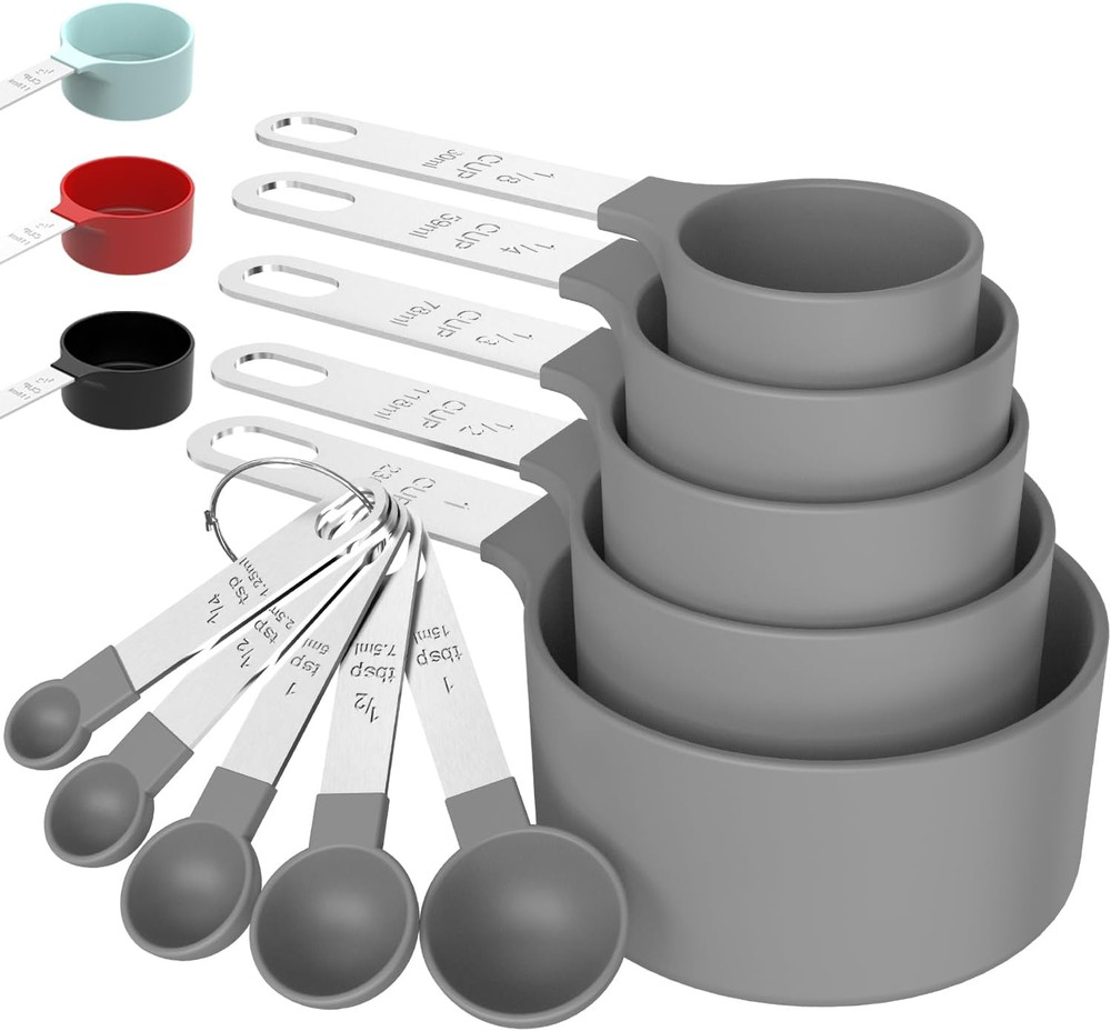 Measuring Cups & Spoons Set, Stackable Cups and Spoons, Nesting Measure Cups wit