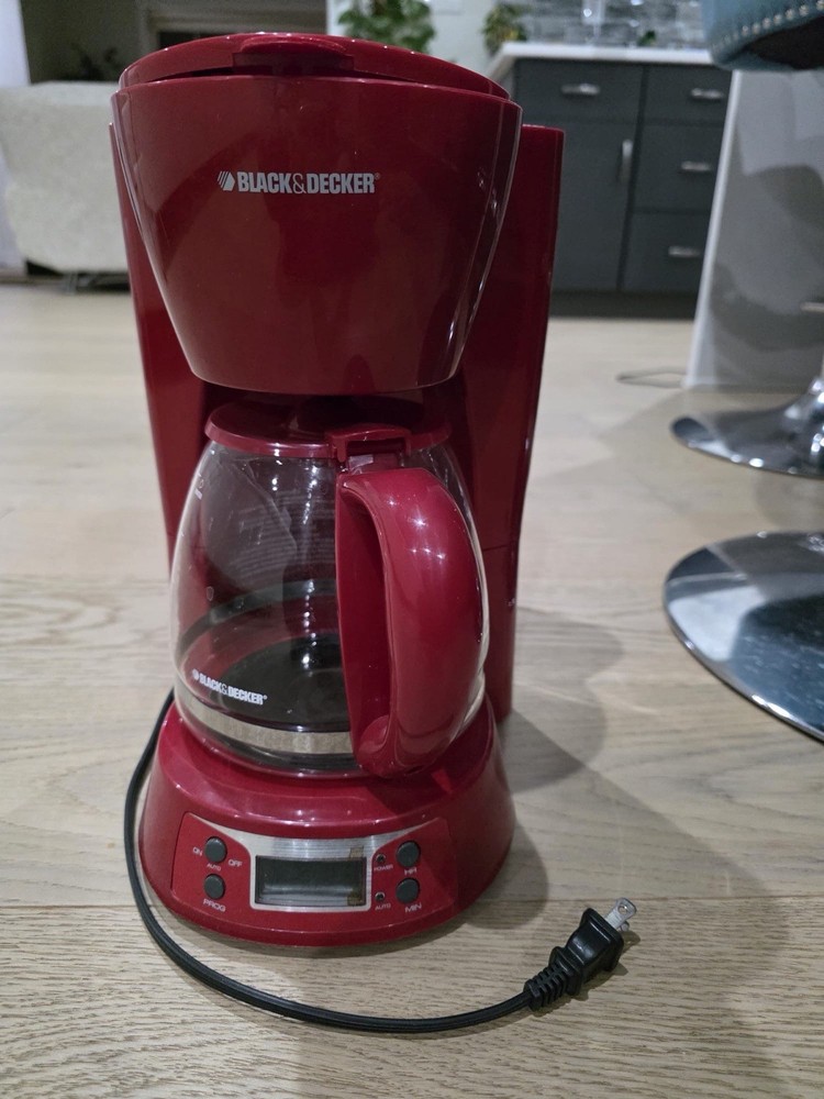 Black&Decker 12-Cup Programmable Coffee Maker, Red, Glass Carafe