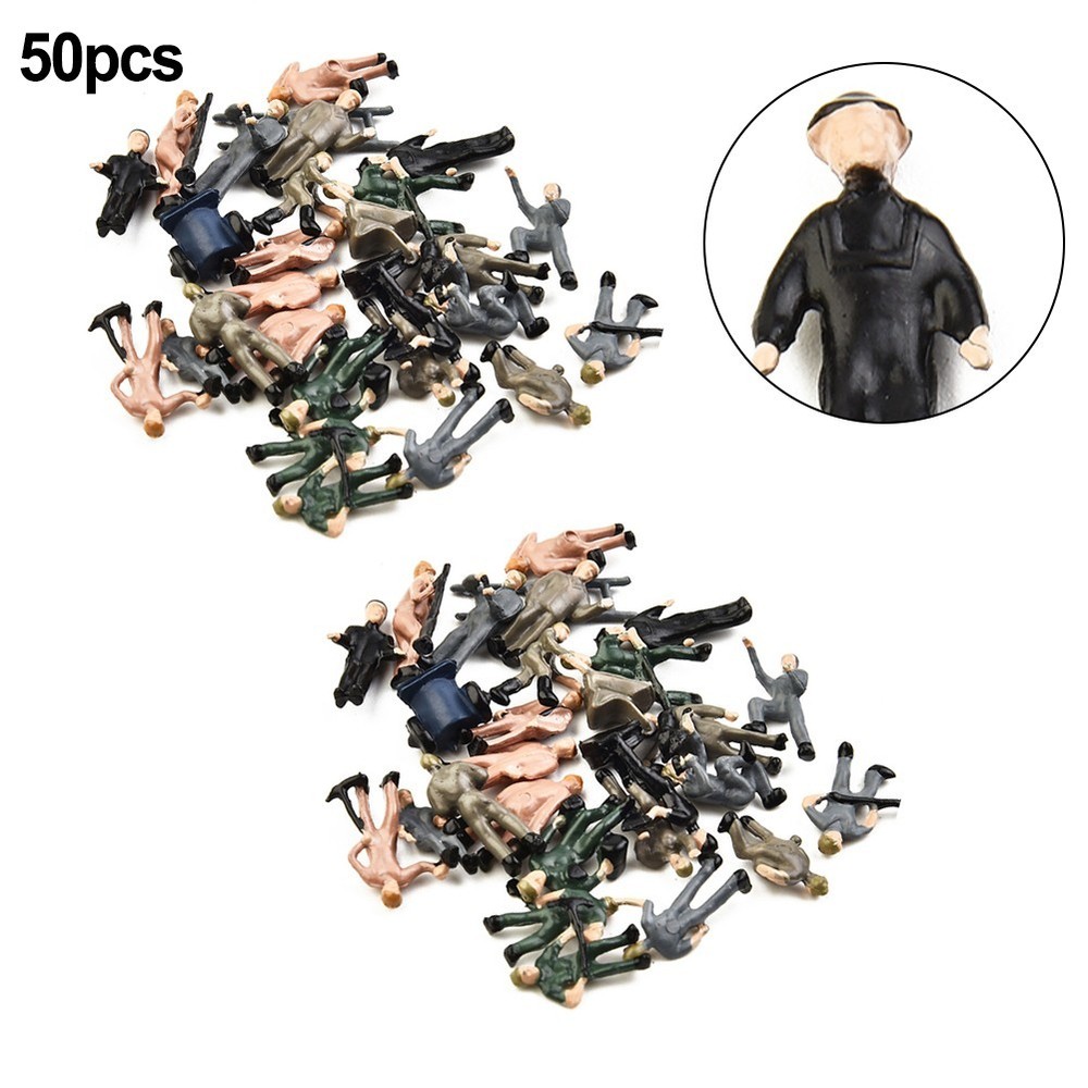 Lifelike Railway Model Workers 50pcs HO Scale Figures for Sand Table Models