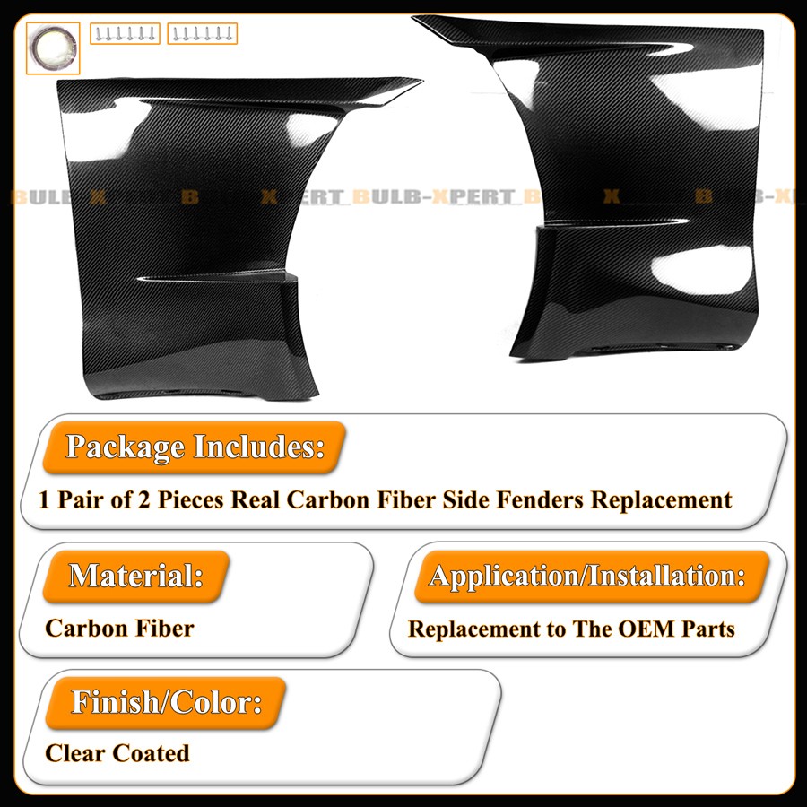 For 2020-26 Toyota GR Supra A90 EVS Style Carbon Fiber Front Fender Panel Cover