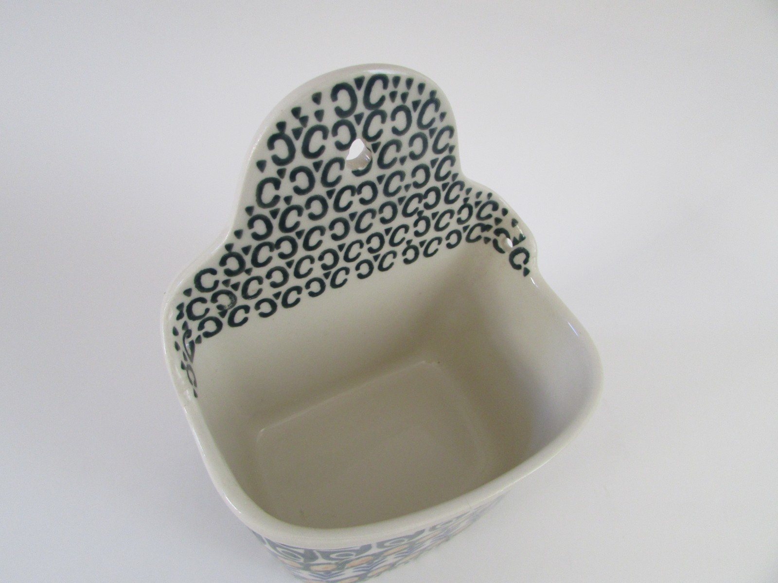 Polish Pottery Green Hanging Salt Cellar without Lid Used