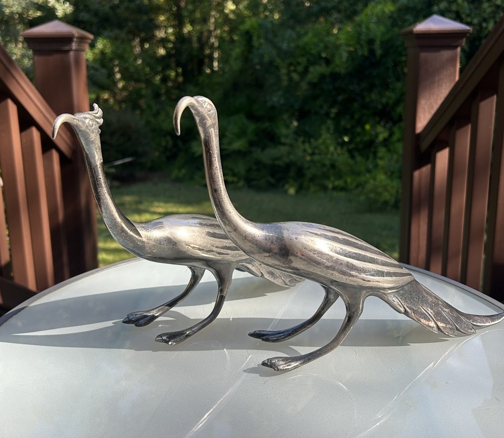 VTG Pair of Weidlich Bros Silverplate 2277 Ibis Bird Table Figurines