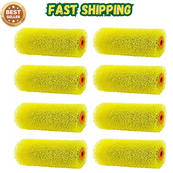 8 Pcs Textured Paint Roller Covers, 4 inch Medium Textured Foam Drywall Texture
