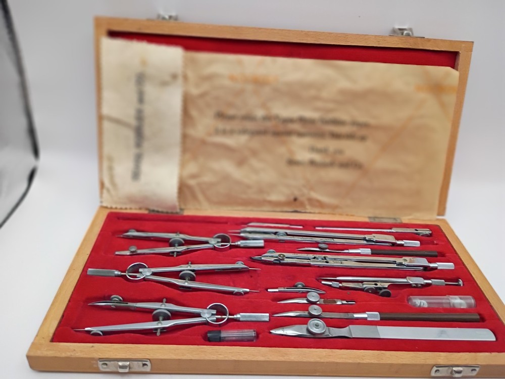 Sears Roebuck Drafting Set Tower. Good Condition, Made In Germany.