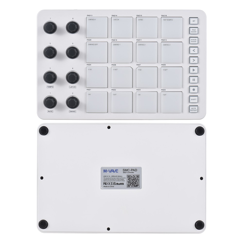 Mini MIDI Controller Pad 16 RGB Beat Pads 8 Assignable Knobs 3.5mm Output T7A8
