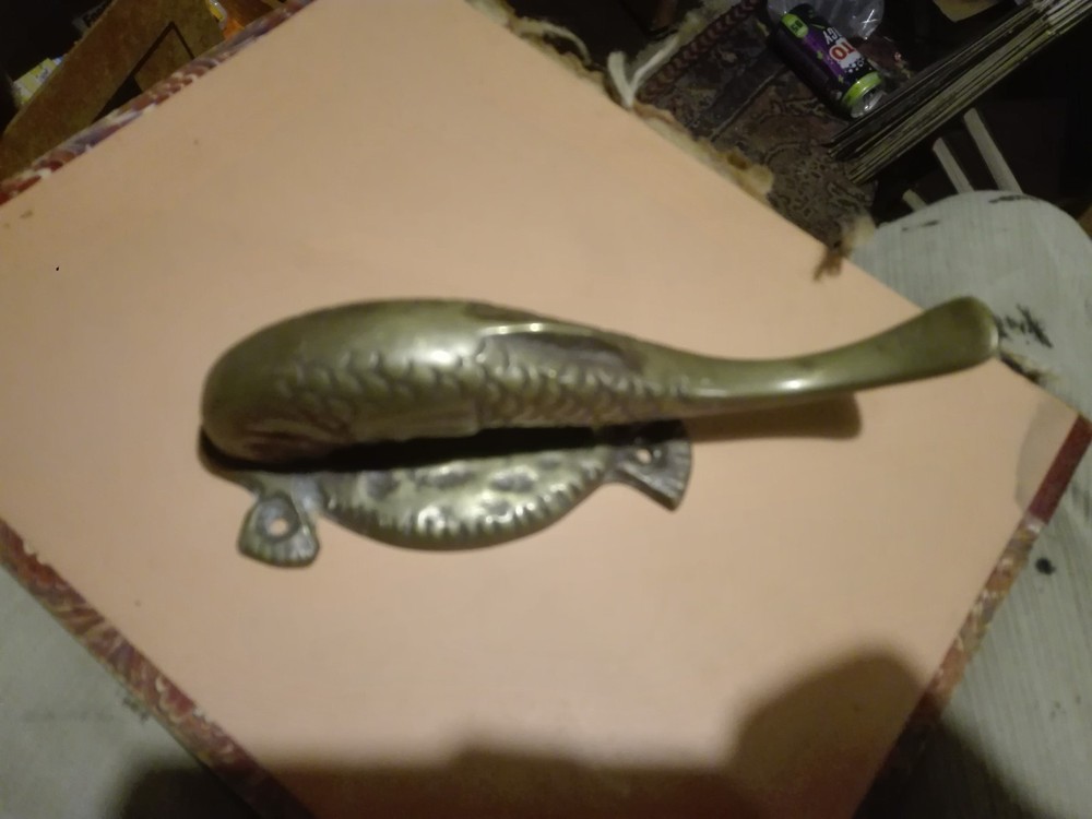 RARE - Antique Front Door Knocker BRASS FISH