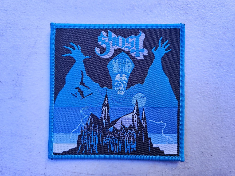 GHOST, SEW ON BLUE BORDER WOVEN PATCH