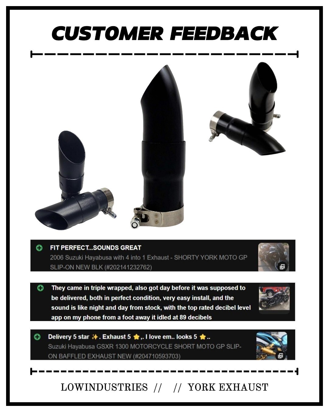 2003-2007 Suzuki Hayabusa Shorty Exhaust Slip-On tips GP Style (PAIR)