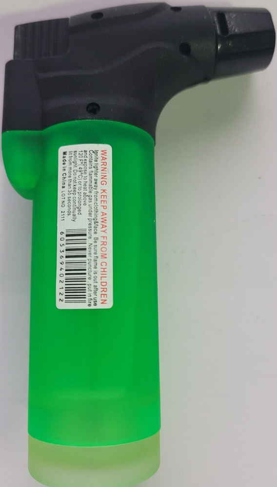 Max Light Torch Refillable Windproof Jet Lighter Color Green Size 4 inches