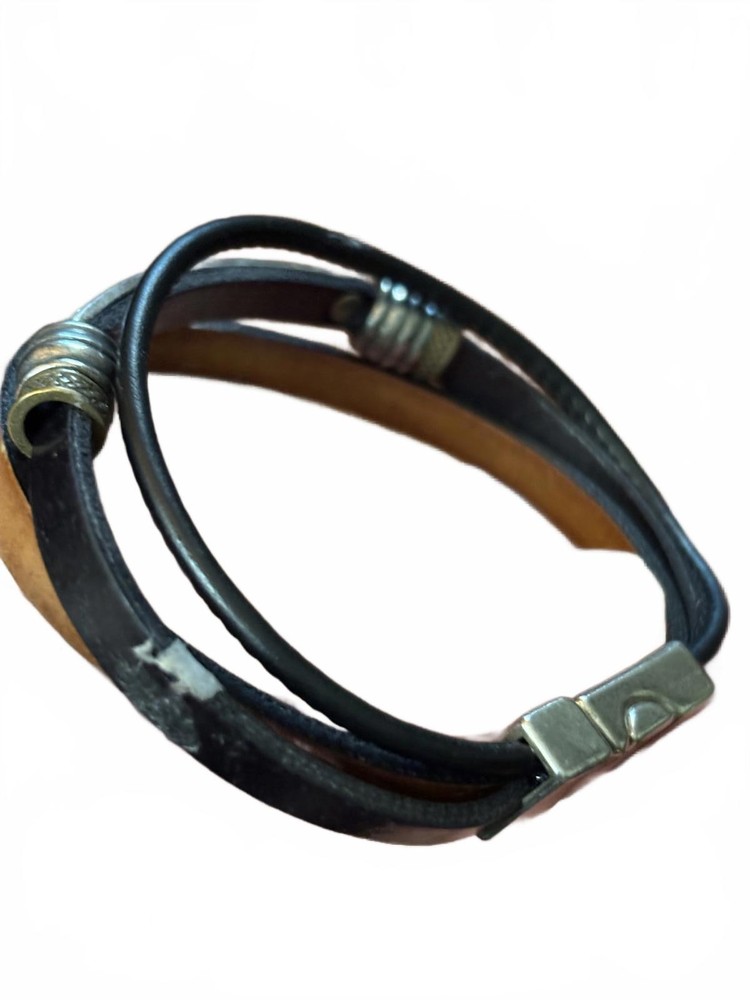 Multi-Strap Leather and Metal Bracelet