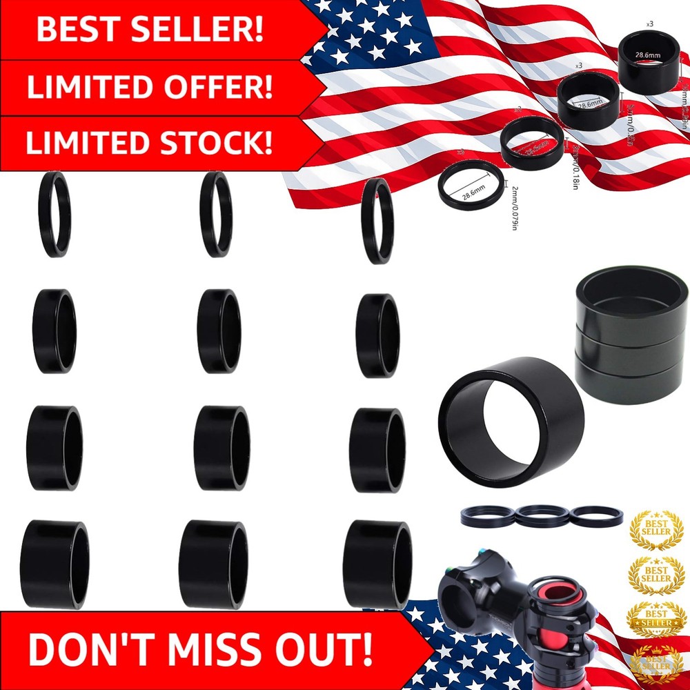 Durable 12PCS Bike Headset Spacers - Threadless Aluminum Set for All Cyclists