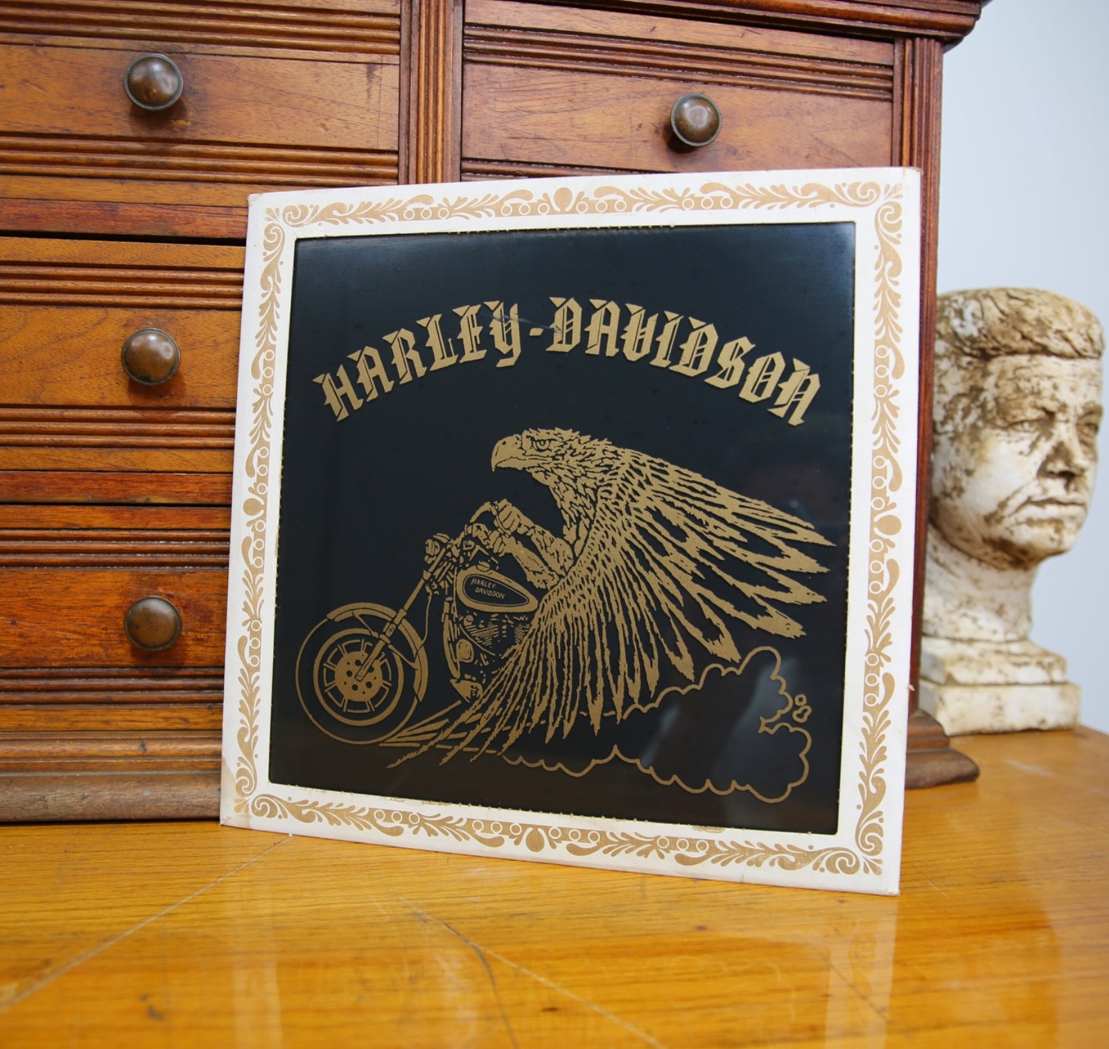 Vintage Harley Davidson Motorcycle Carnival Bar Sign Mirror Eagle easy rider