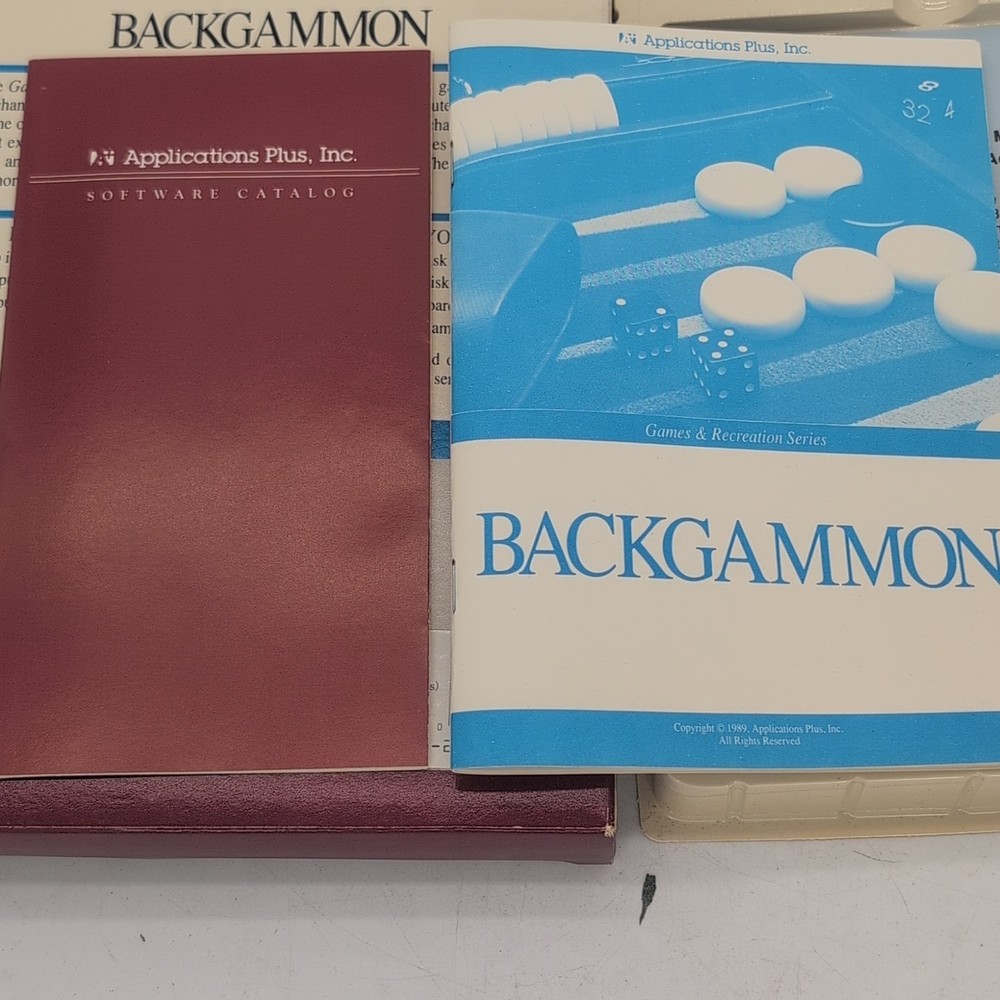 Backgammon Mac 1989 Applications Plus 3.5 Floppy Manual Inserts Vintage