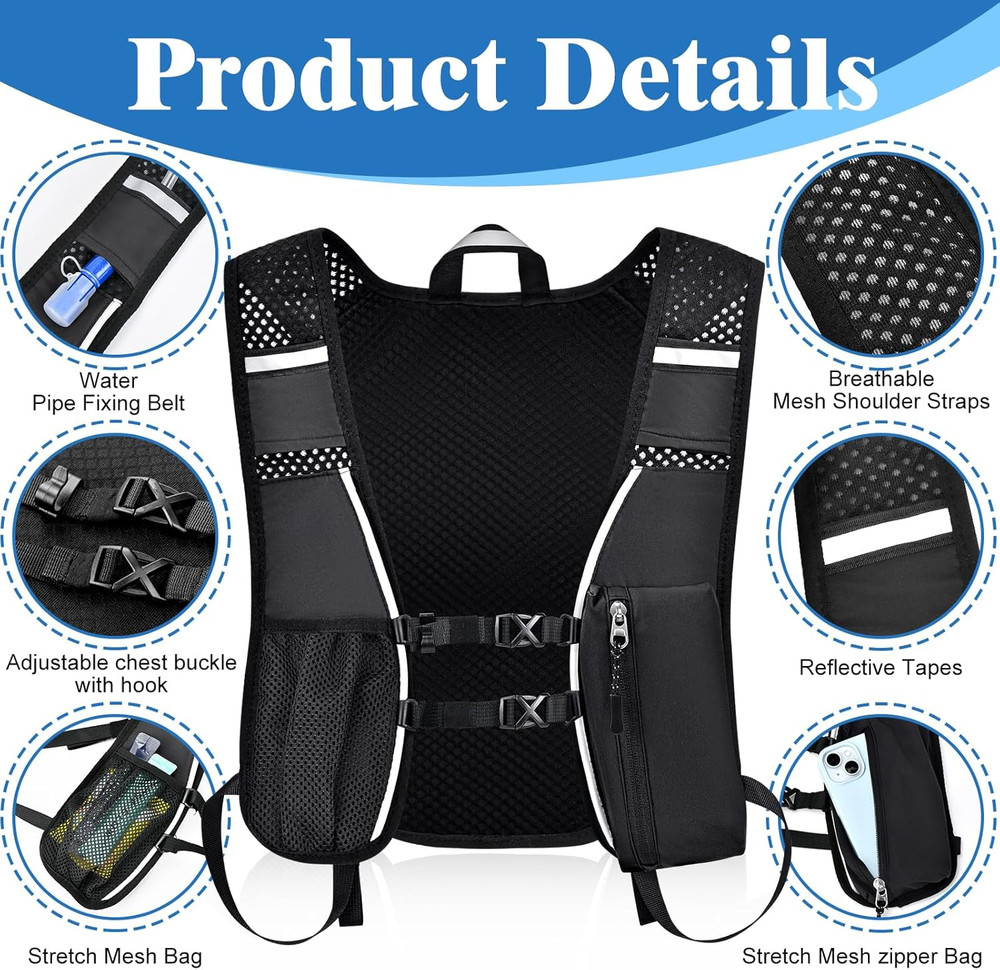 Hydration Backpack with 2L Water Bladder Bag, Lightweight and Breathable Running