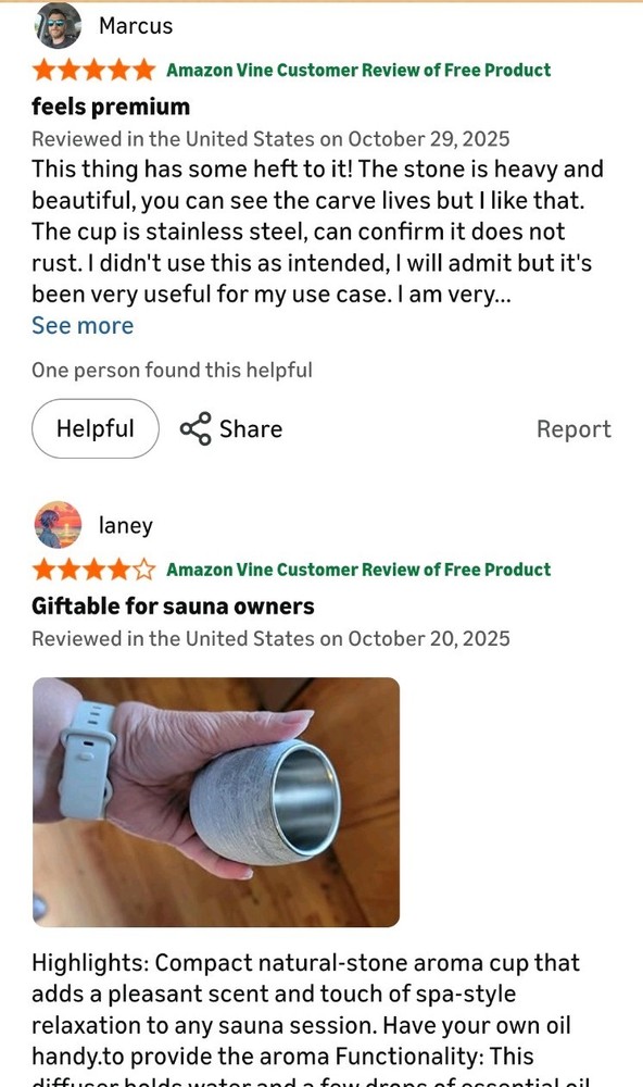 Veyro Sauna Diffuser – Natural Stone Aroma Cup for Essential Oils, Gray