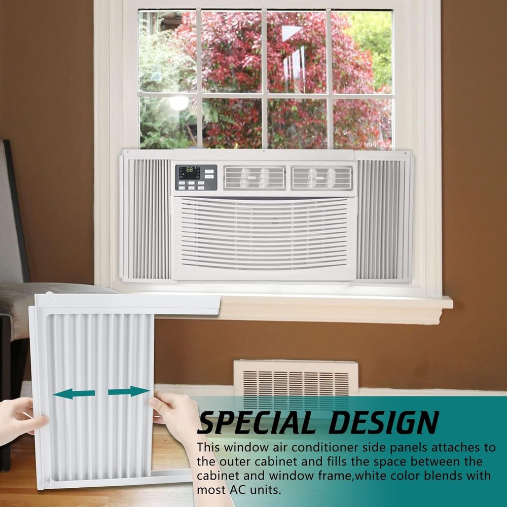 Window Air Conditioner Side Panels Curtain Kit with Frame Window AC Insulation