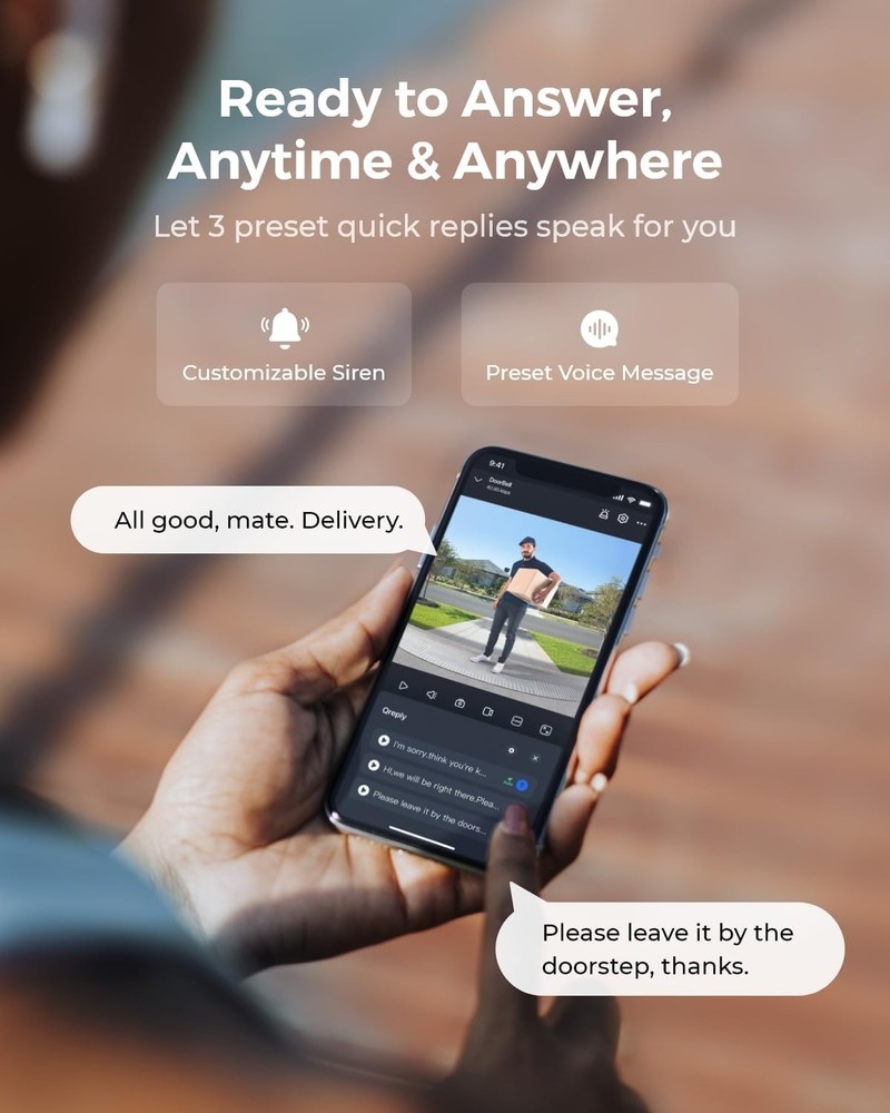 2K Video Doorbell Camera, Battery Powered, Smart Detection