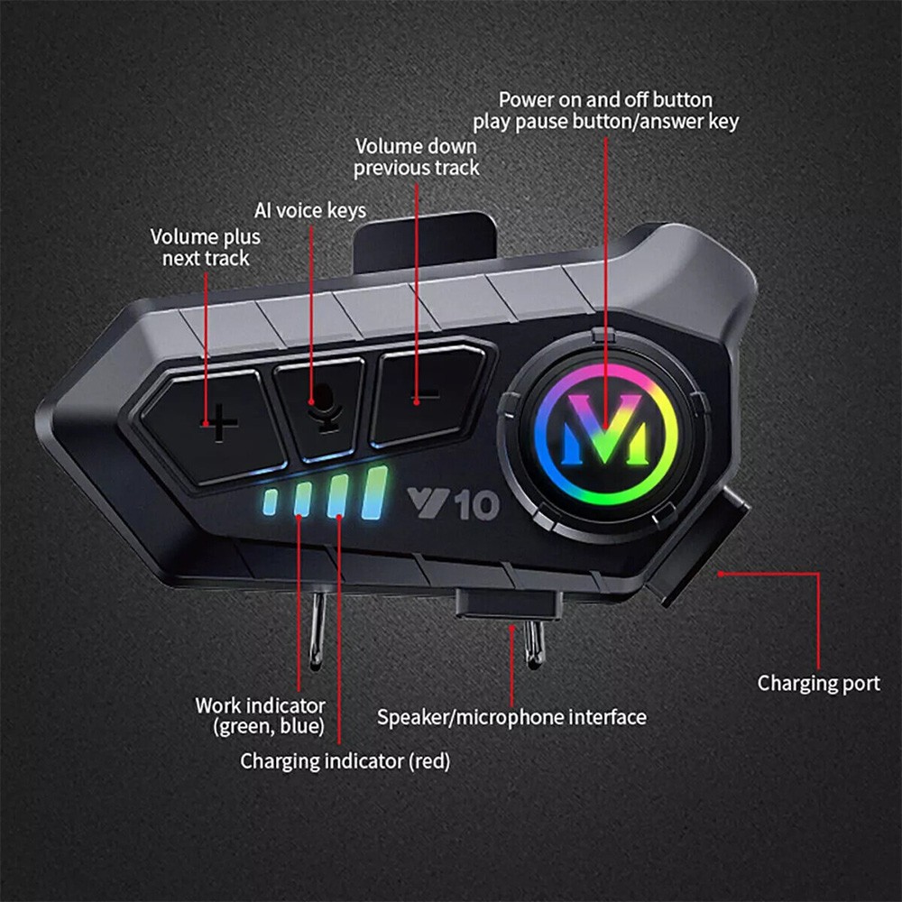 Motorcycle Helmet Headset Speaker Wireless Headphone Support bluetooth 5.3