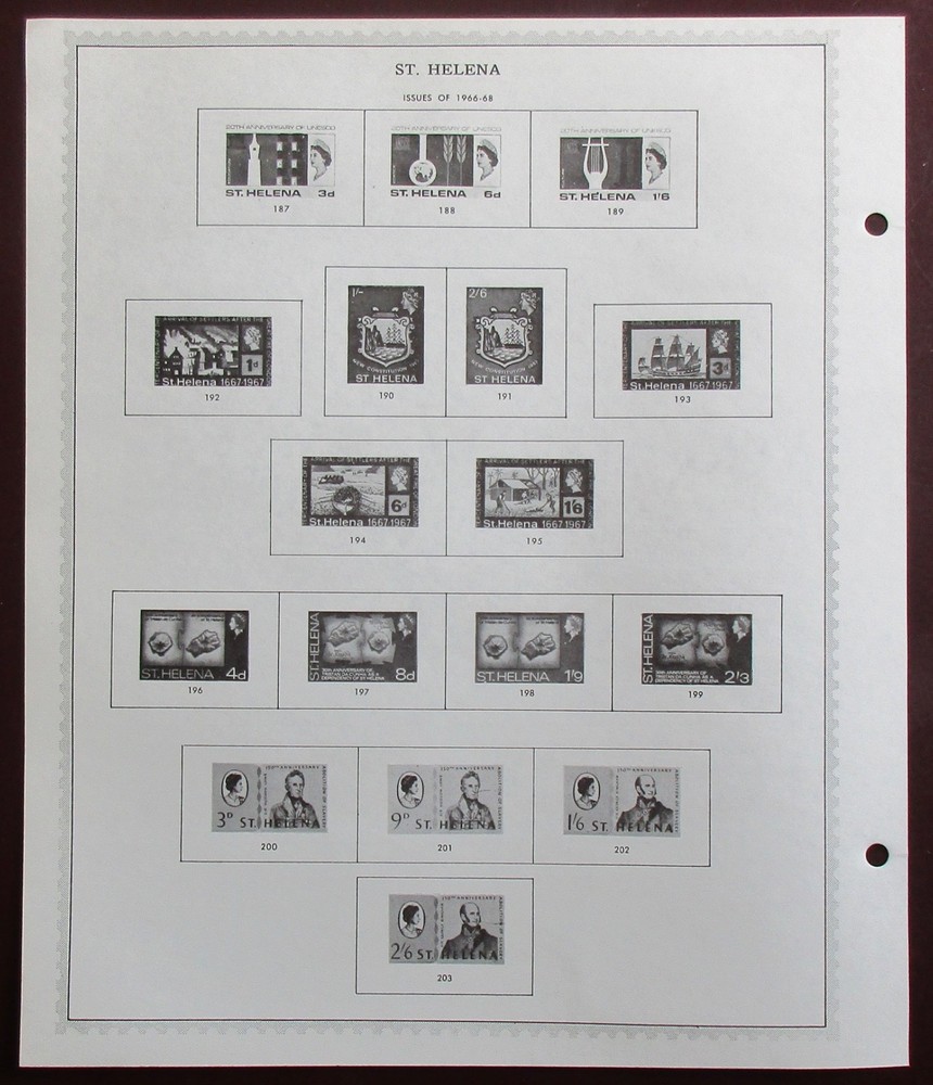 St. Helena: Clean Set of Unused Minkus Supreme Global Pages to 1968