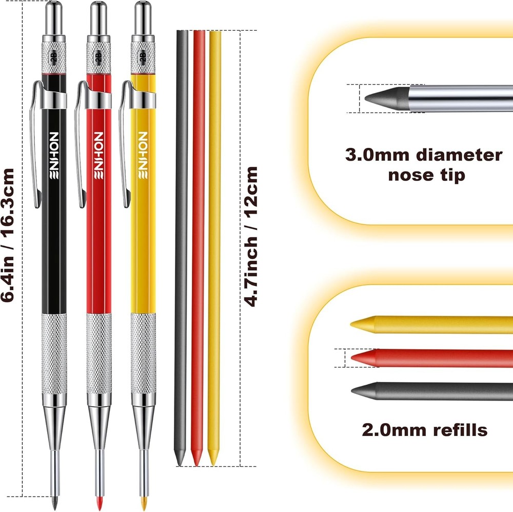 2mm Mechanical Carpenter Pencil Set with 36 Refills | Drafting Pencil Set