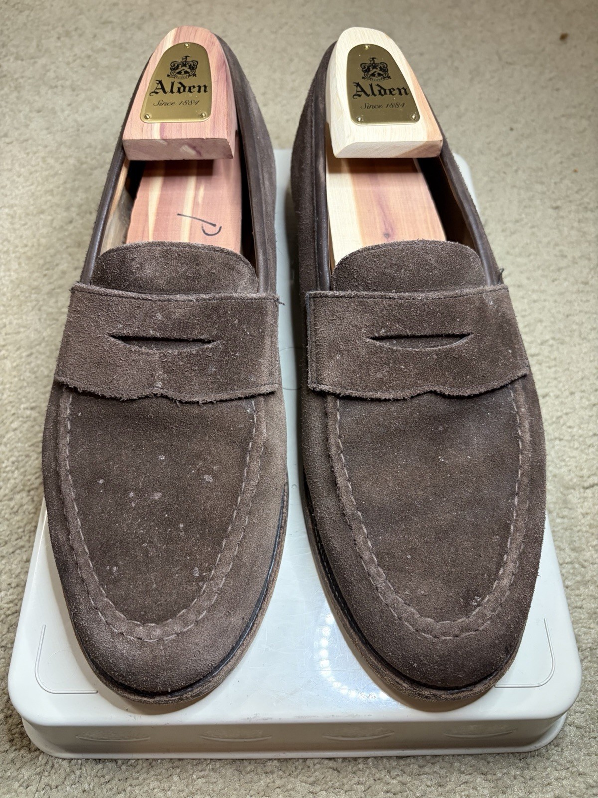 Crockett Jones Boston Suede Penny Loafer Size 9.5E Made In England