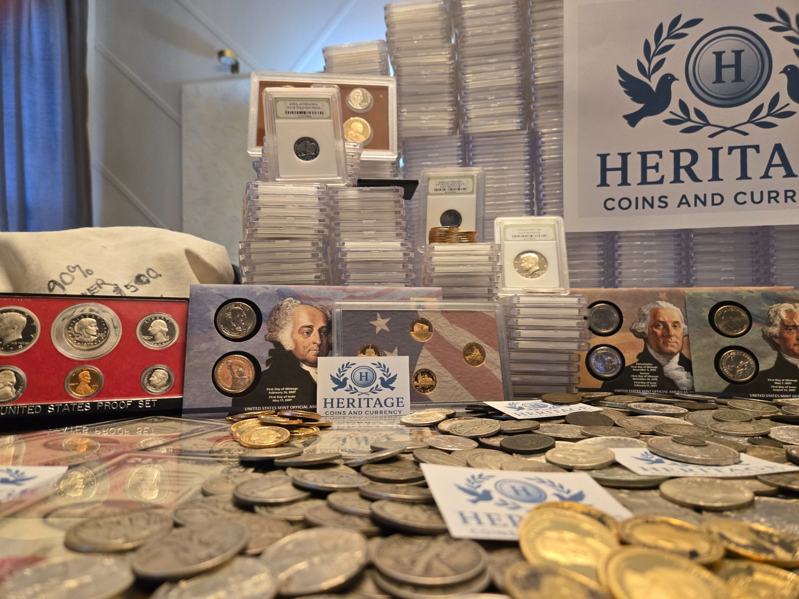 ESTATE SALE, OLD COINS, GOLD, .999 SILVER BARS, BULLION, RARE U.S. BILLS, PROOFS