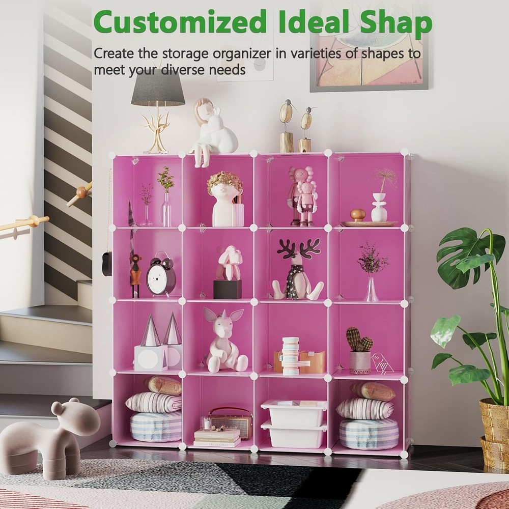 Cube Storage Organizer 16-Cube Shelves Units Plastic Storage Cubes DIY Closet