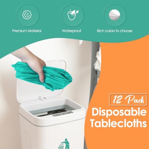 12 Pack Plastic Tablecloths 54"x 108" Disposable Table Cloth Rectangle Teal