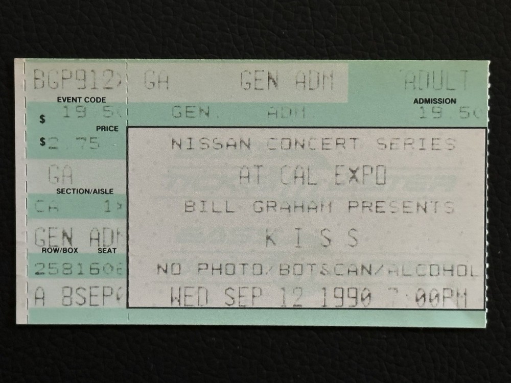 KISS/WINGER/SLAUGHTER CONCERT TICKET STUB SACRAMENTO CALIFORNIA SEPT. 12, 1990