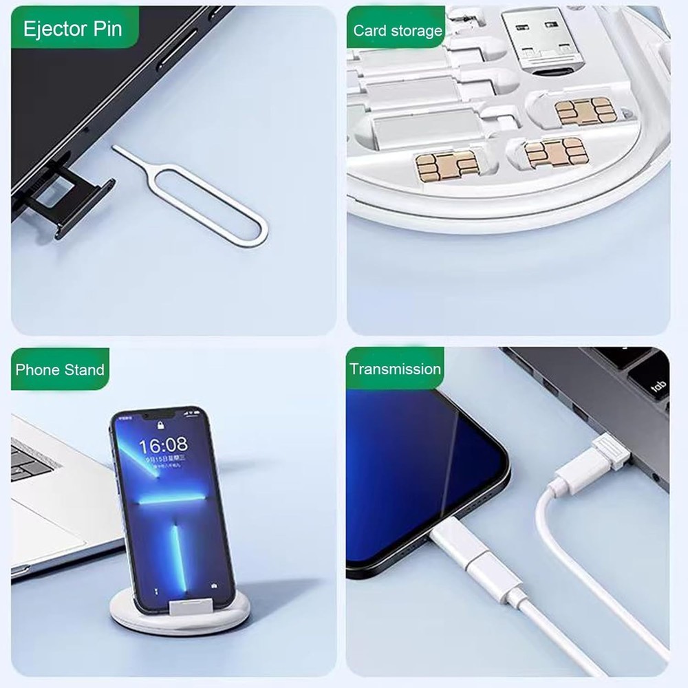 USB C Multi Adapter Kit Micro USB Type C Adapter Charging Cable W/Box, White