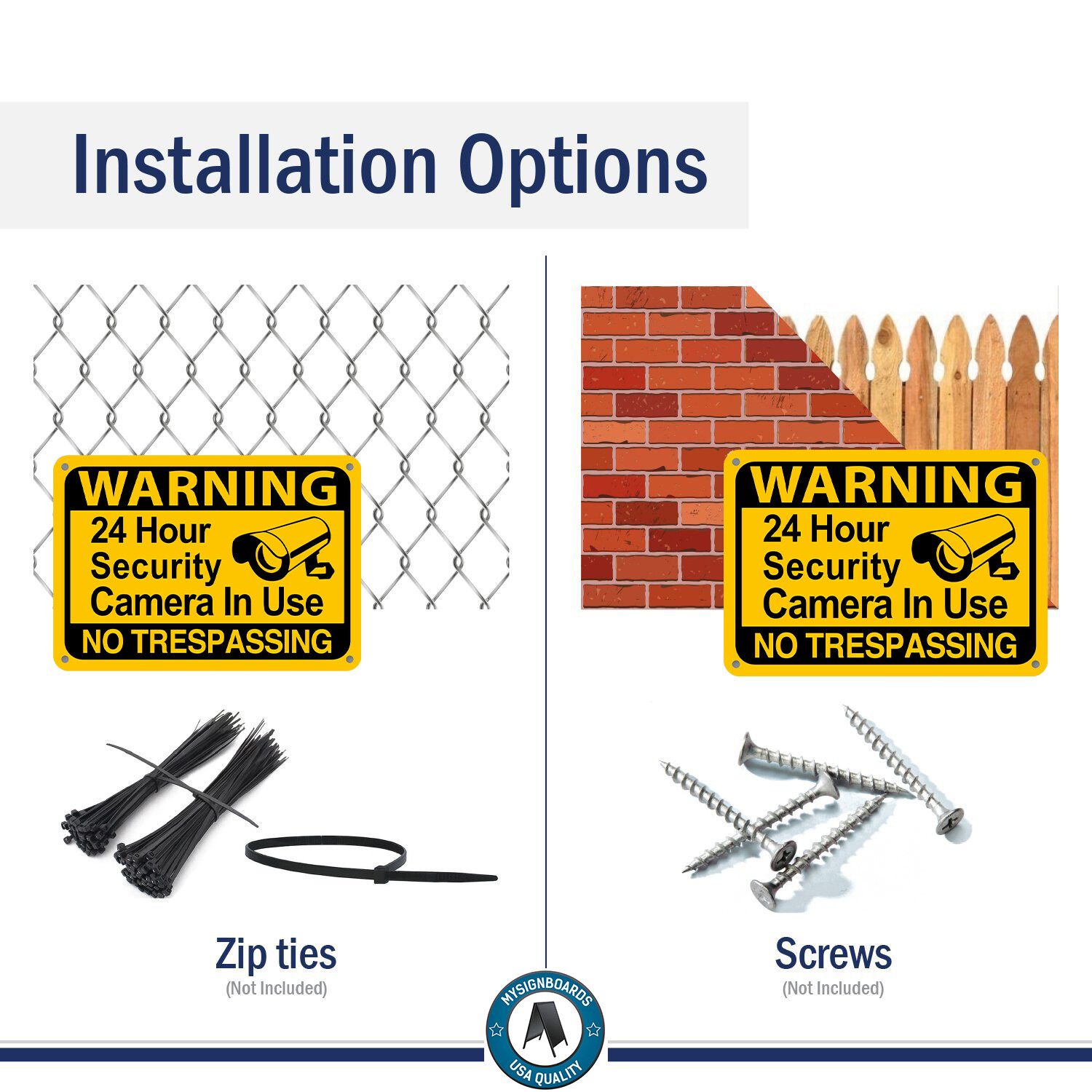 Yellow Warning 24 hour video surveillance No Trespassing Home Security cctv Sign