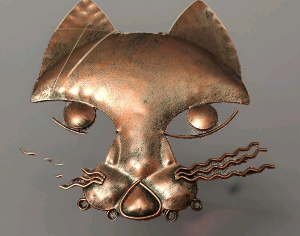 Metal Cat Chime With Dangling Fish
