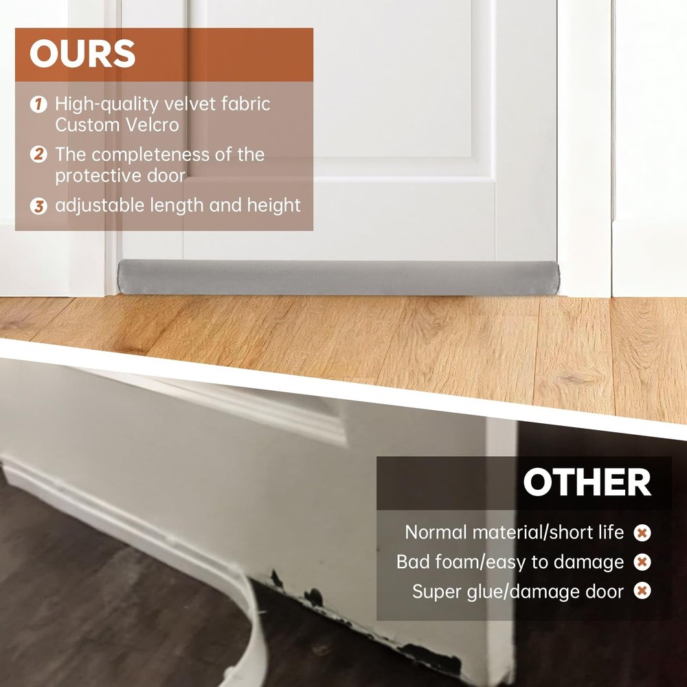 Adjustable Under Door Draft Stopper 30"-36"Double Side Block Design Windproof