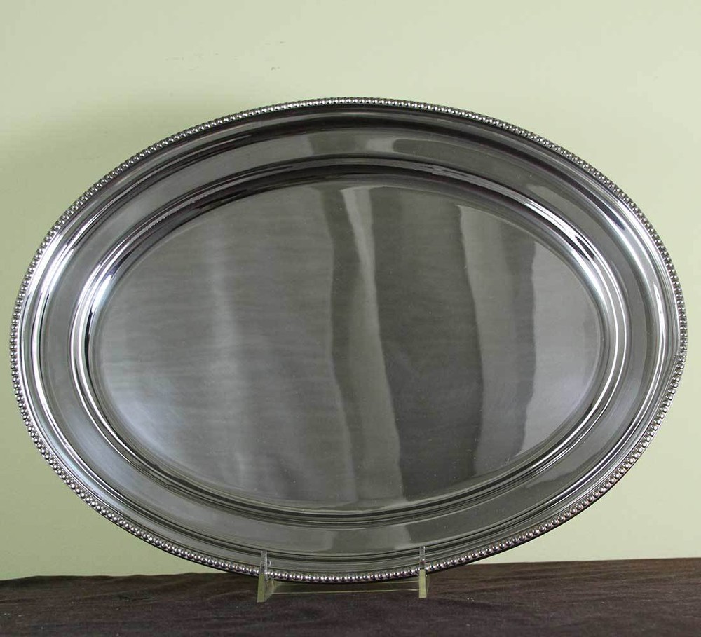 Oval Platter 12 in. with Bead Pattern, Applied Border