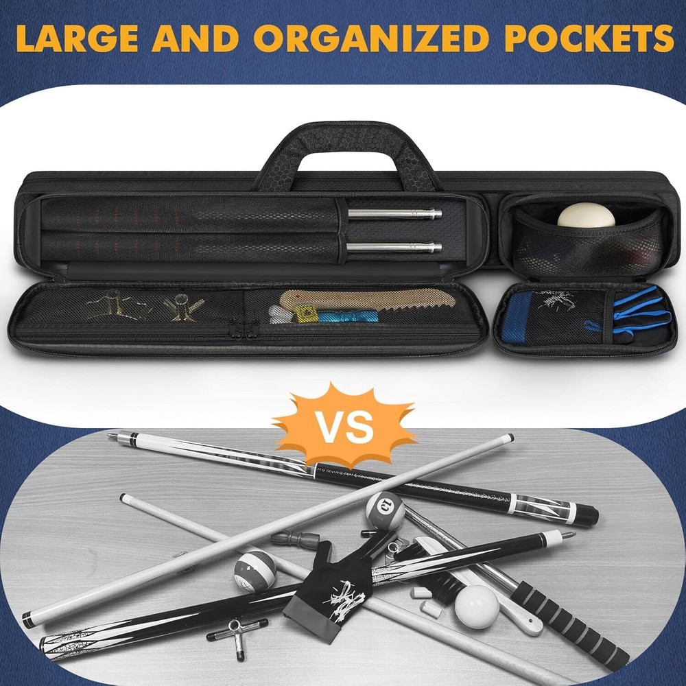 Pool Cue Case, Stick Case 2x2 Holds 2 Sticks 2x2, Black