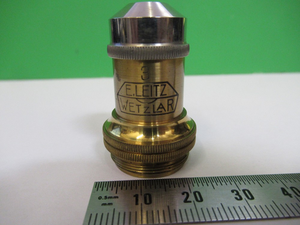 ANTIQUE BRASS ERNST LEITZ "3" OBJECTIVE MICROSCOPE PART AS PICTURED #R6-A-72
