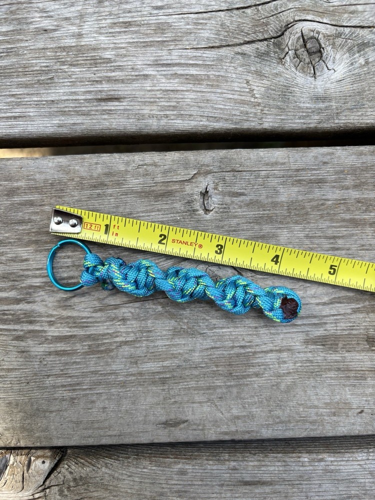 Handmade Blue Paracord Keychain 4.5in