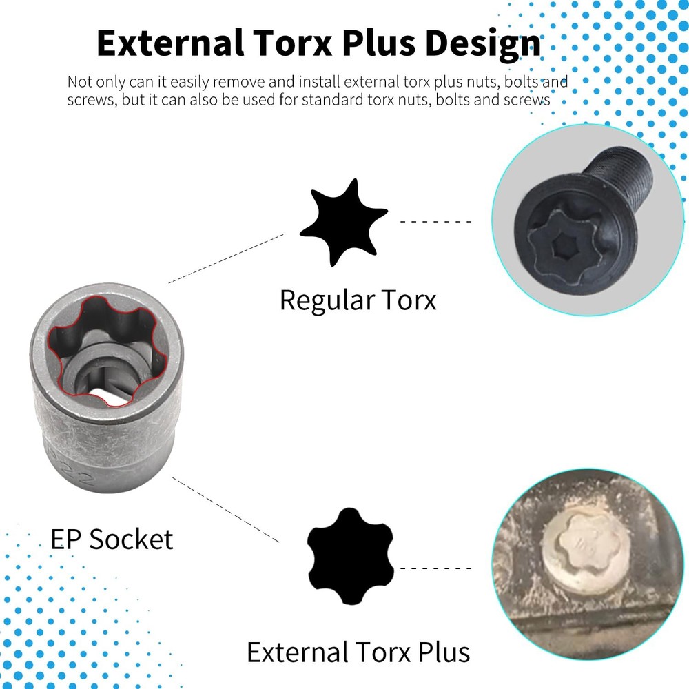 External Torx Plus Socket Set 6 Point EP Socket EP4, EP5, EP6, EP7, EP8, EP10...