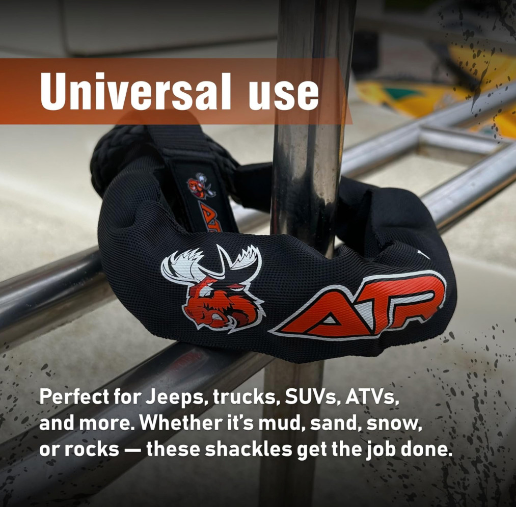 ATR Soft Shackle 41,200 lb (2 Pack, Black) – Heavy Duty Synthetic Rope Recovery