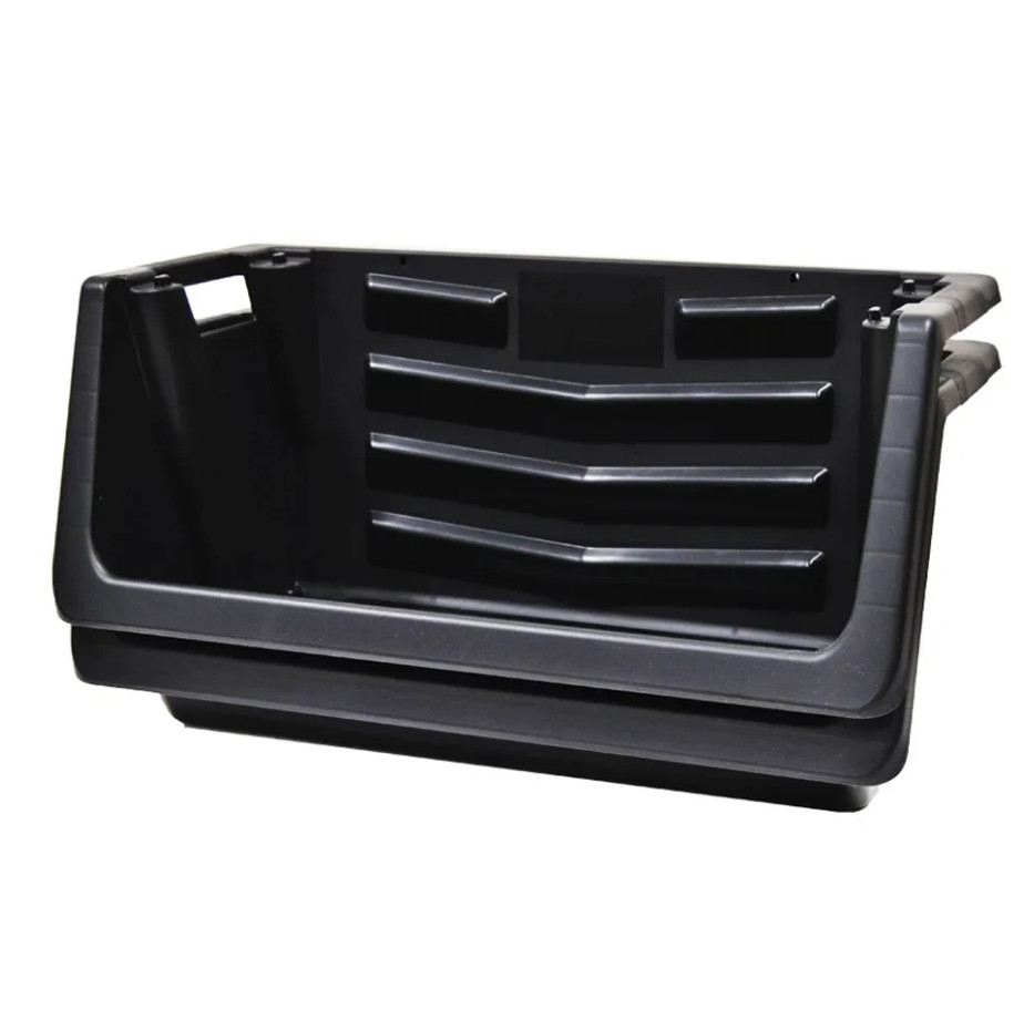 Heavy Duty Nesting Plastic Stack Bin, Black