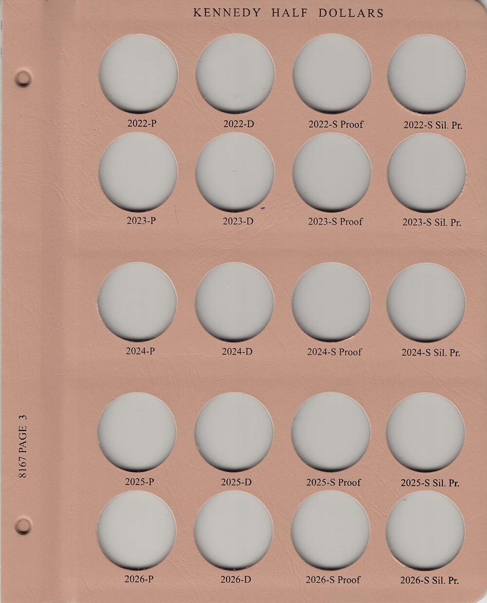 Dansco Coin Album For US Kennedy Half Dollars w/ Proofs 2012-2026 New Model 8167