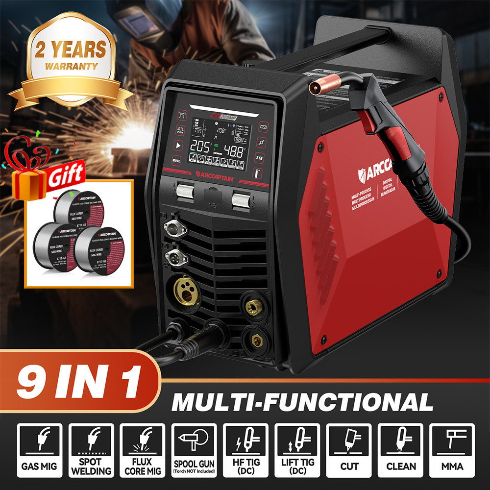 ARCCAPTAIN MIG205MP MIG Welder Plasma Cutter/Pulsed MIG/Flux Core/Spool Gun/TIG