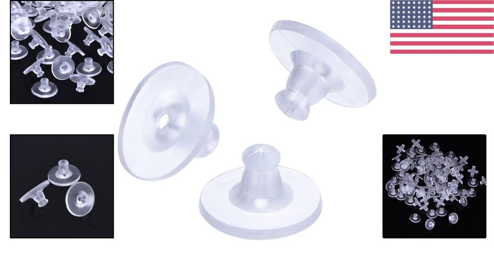 100 Clear Earring Backs - Soft Silicone Replacement Stoppers for Jewelry