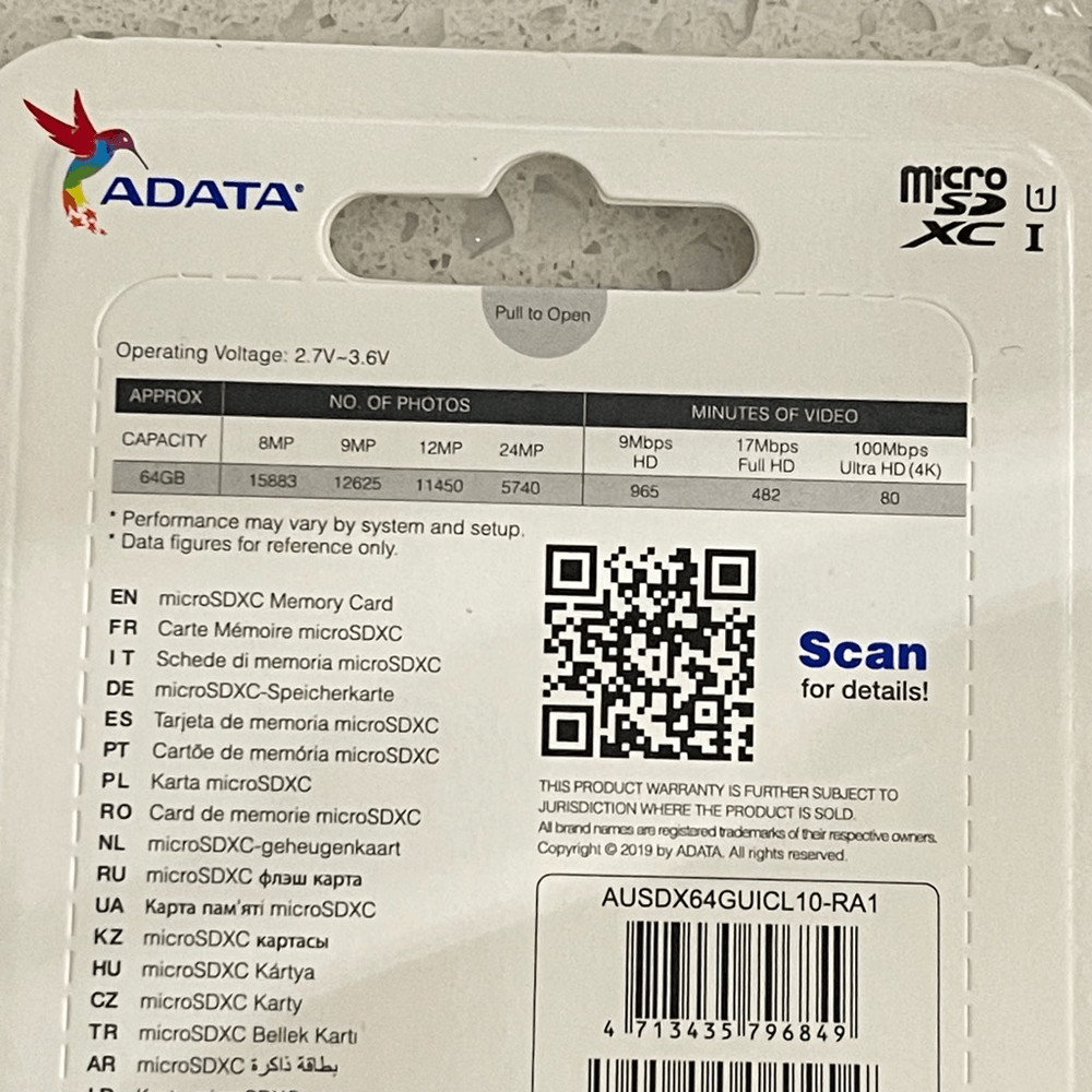 ADATA Premier 64GB MicroSDXC Card with Adapter High-Speed & Reliable Storage