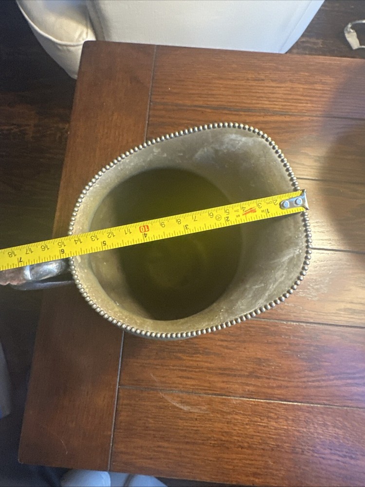 ANTIQUE BRITISH HS SILVER CO. FOOTED PITCHER SILVER ON COPPER W/MARKS