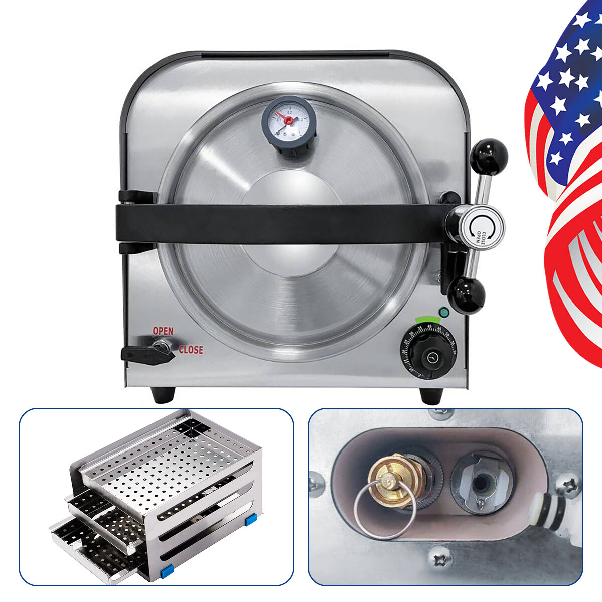 14L 18L Dental Autoclave Medical Steam Sterilizer Vacuum /22L Class B+Printer