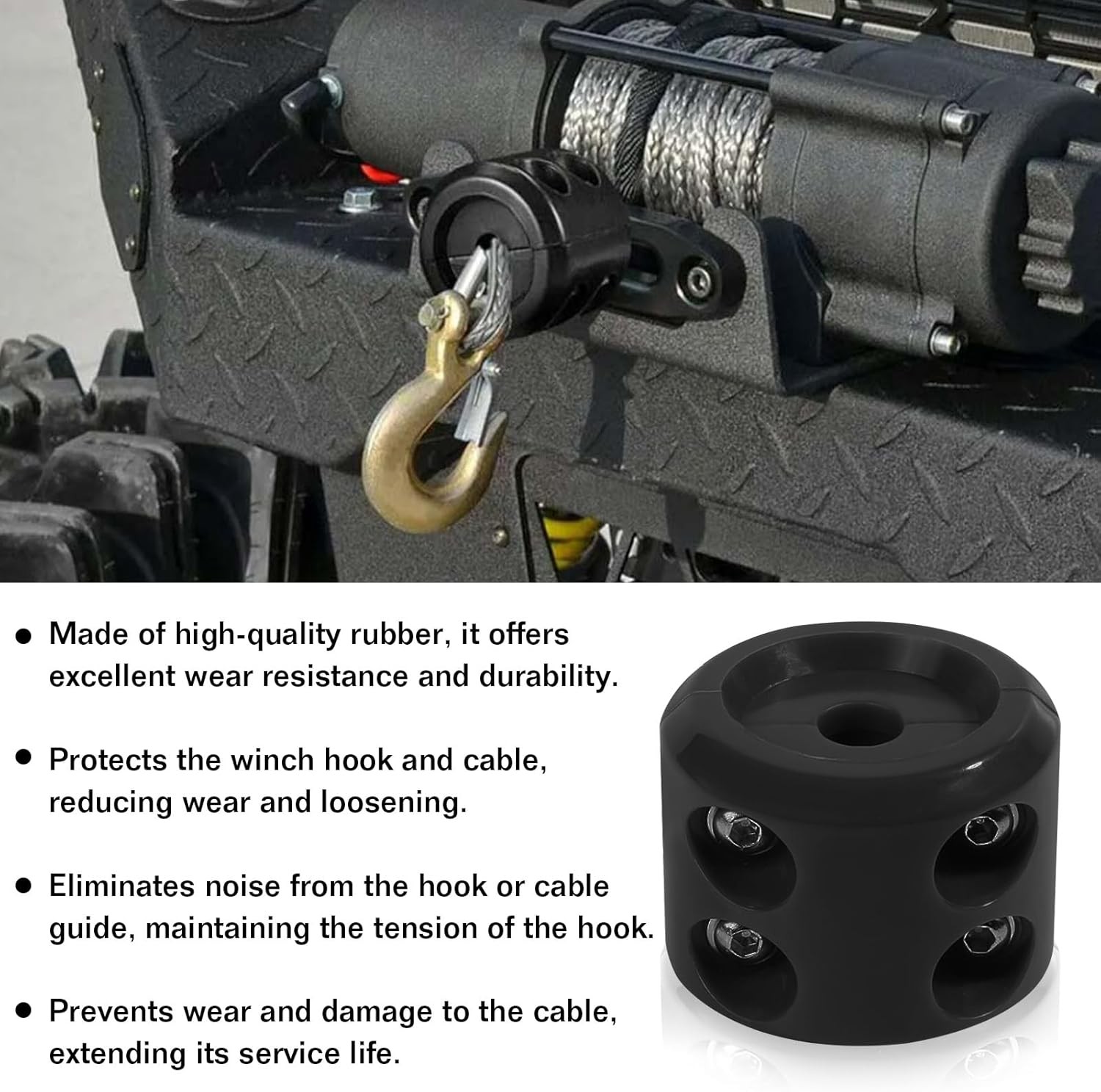 Winch Stopper Stop Rubber Heavy Duty Cable Line Waterproof Rope Hook ATV UTV